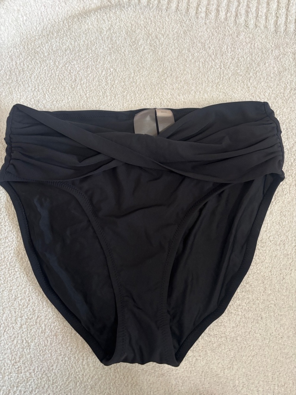 Calia Black Twist-Front High Waist Bikini Bottom
